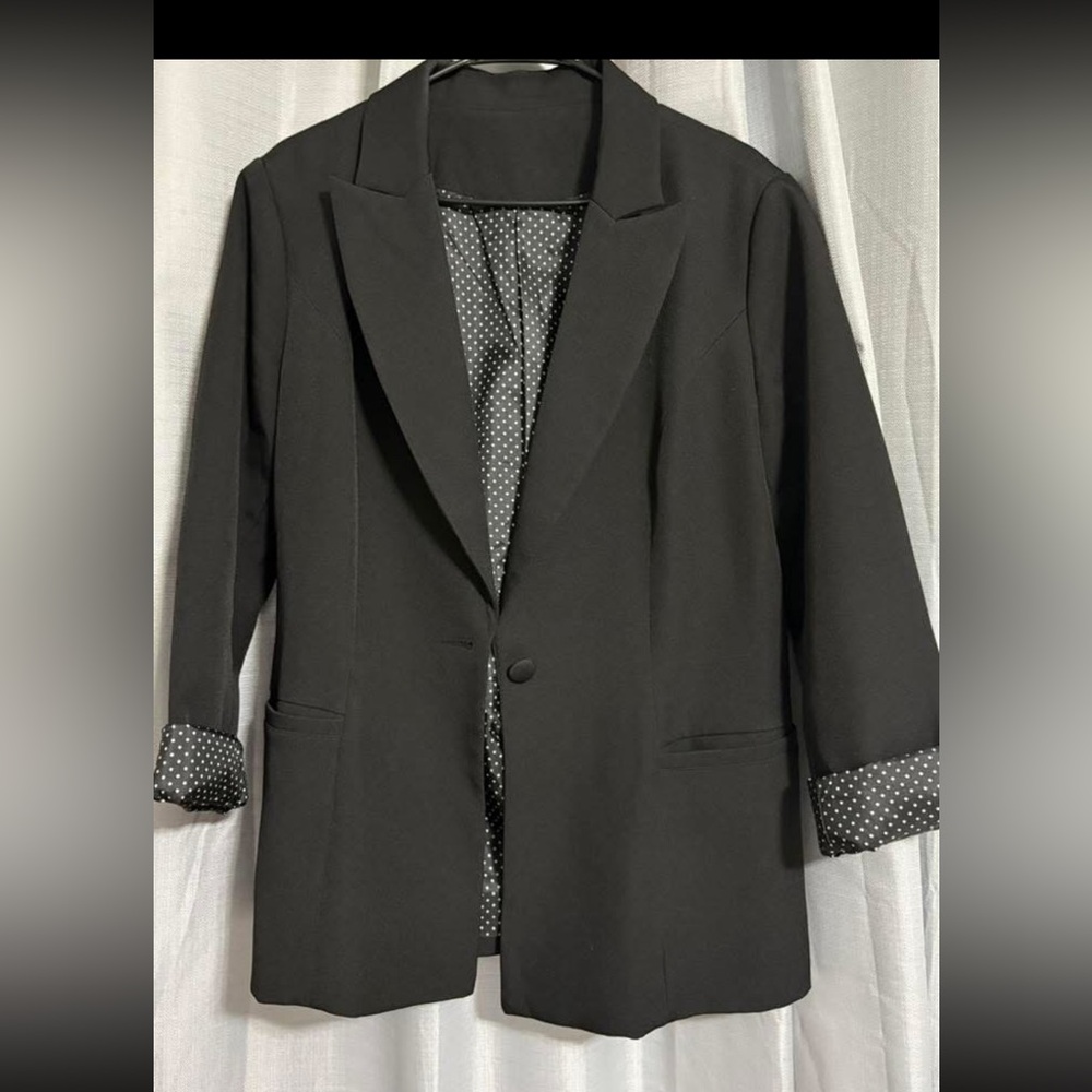 Black Blazer with Polka Dot Lining